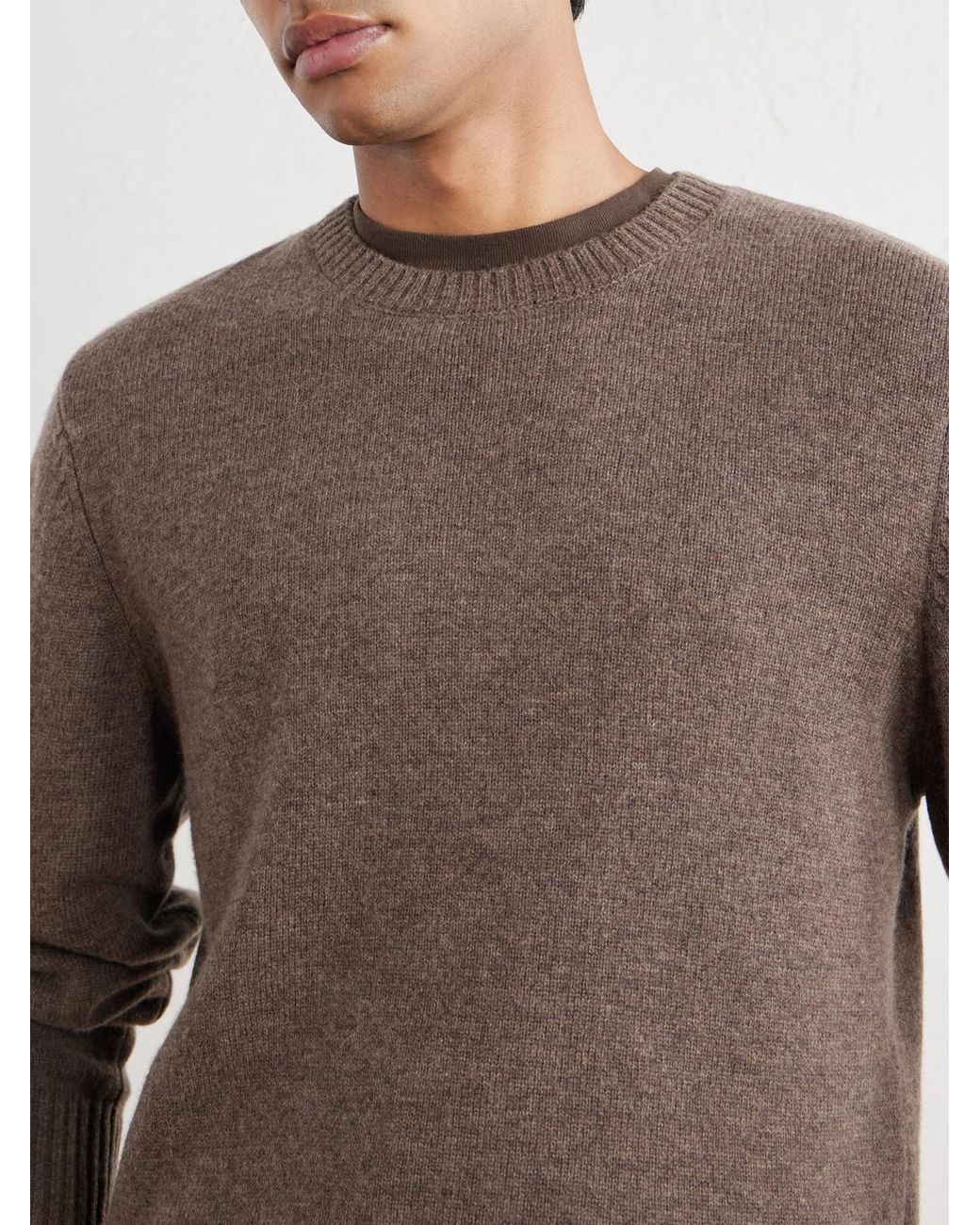 Officine Generale Brown Mycrew Merino Wool And Cashmere-Blend Sweater for men