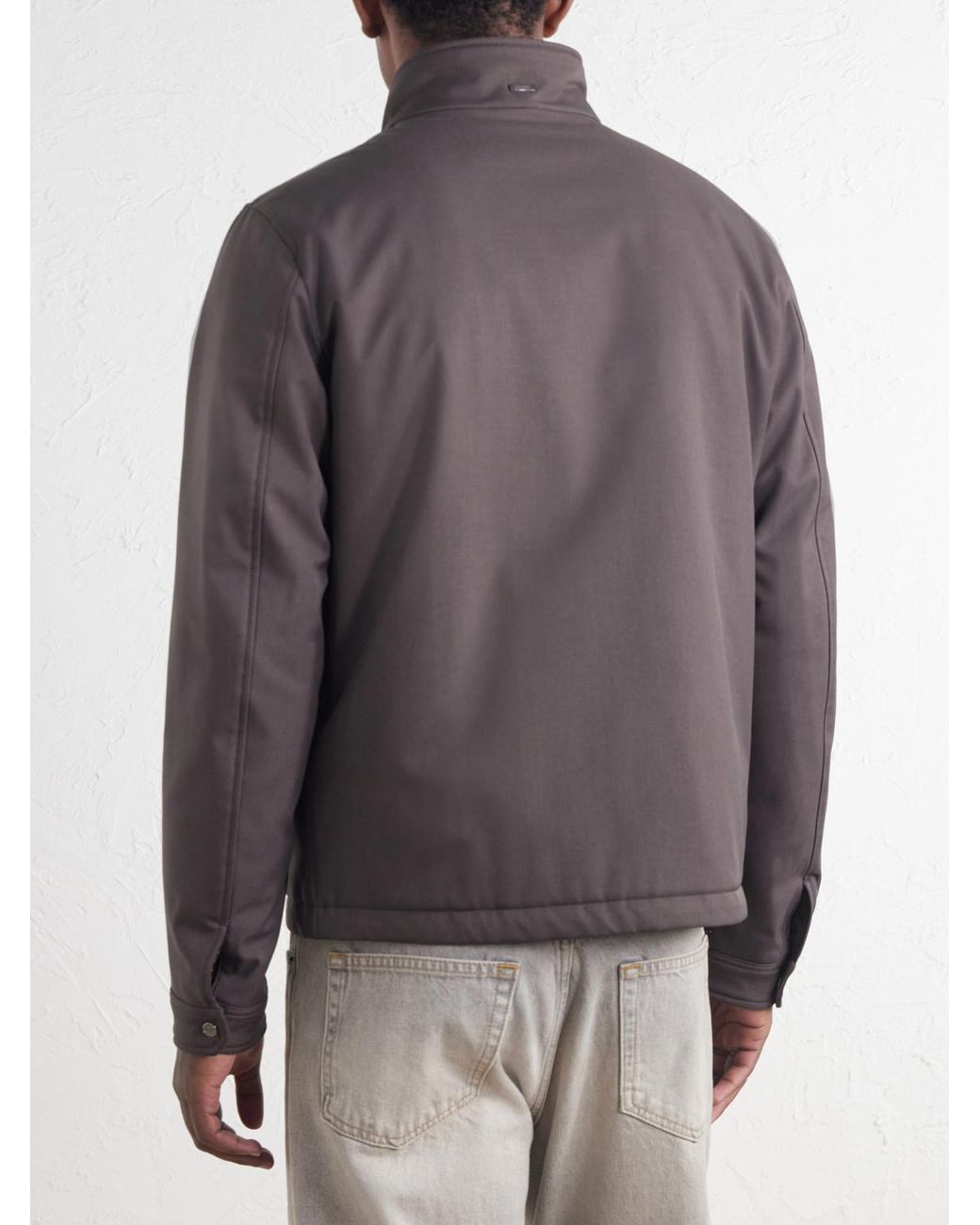 Herno Gray Padded Twill Bomber Jacket for men