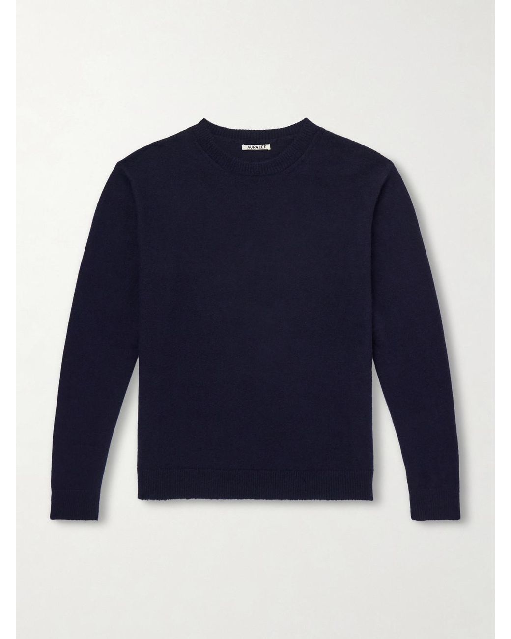 Auralee Blue Brushed Cashmere And Cotton-Blend Sweater for men
