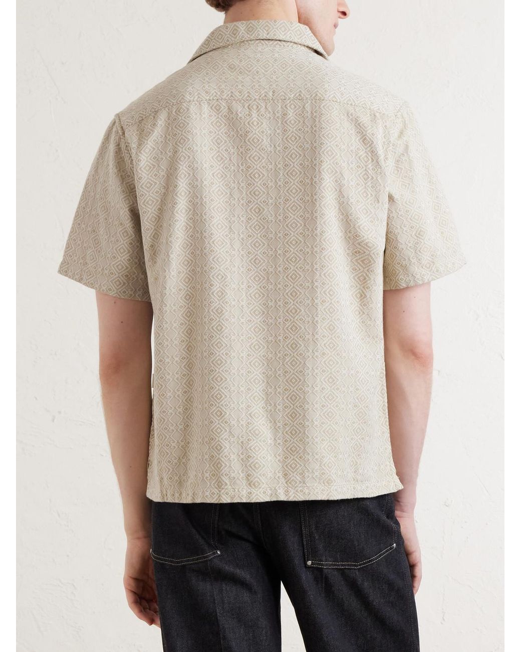 Aimé Leon Dore Natural Novelty Camp-Collar Cotton-Jacquard Shirt for men