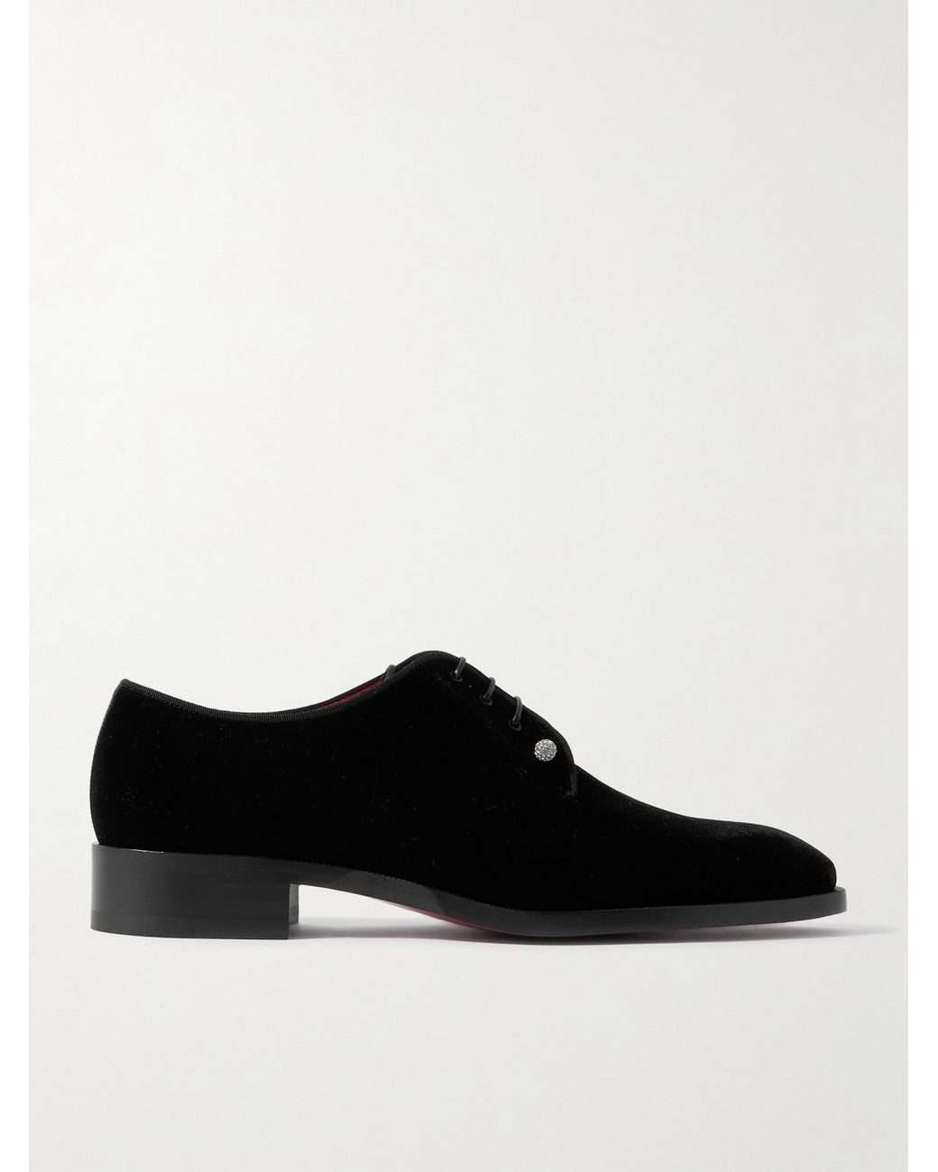 Christian Louboutin Black Chambeliss Night Velvet Derby Shoes for men