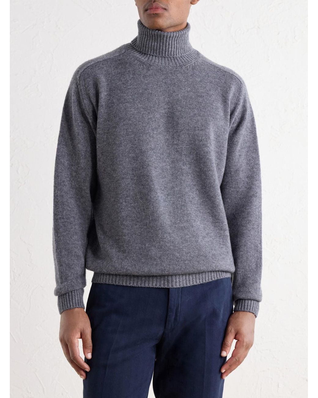 Boglioli Gray Virgin Wool And Cashmere-Blend Rollneck Sweater for men