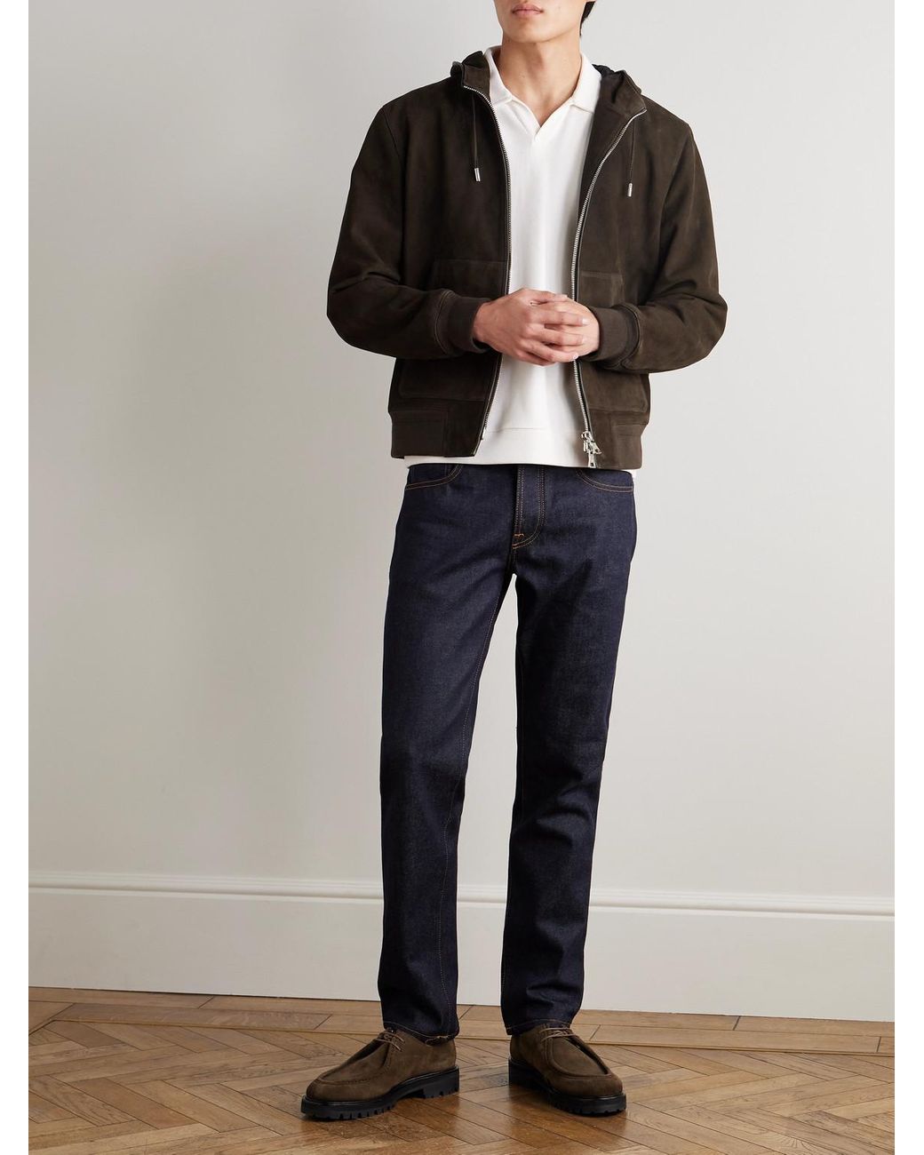 Mr P. Black Suede Hoodie for men