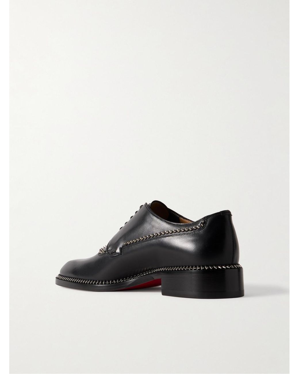 Christian Louboutin Black Cocoriclou Studded Leather Derby Shoes for men