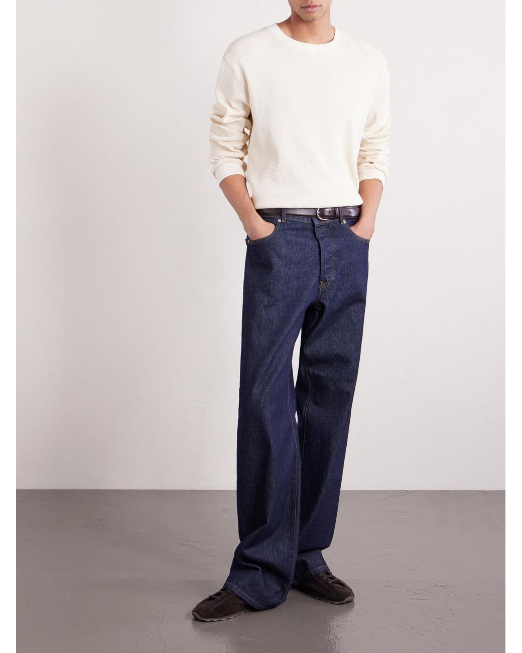 NN07 Natural Jett 30035 Waffle-Knit Organic Cotton Sweater for men