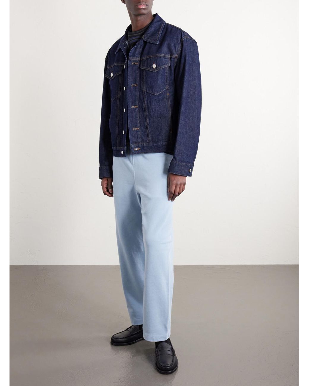 Remi Relief Blue Straight-leg Cotton-jersey Sweatpants for men