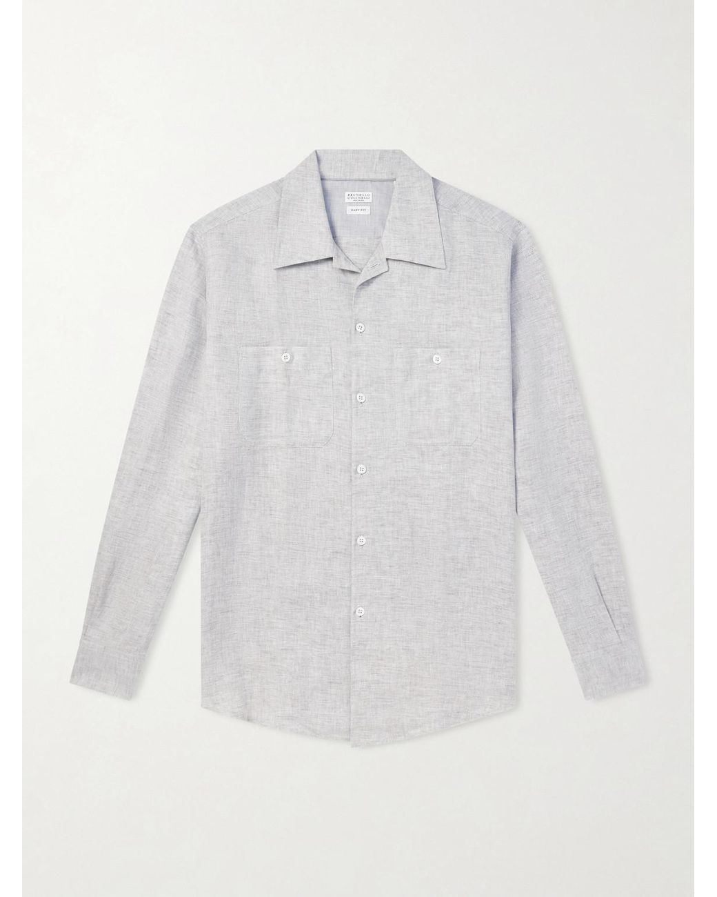 Brunello Cucinelli White Hemp, Linen And Cotton-Blend Shirt for men
