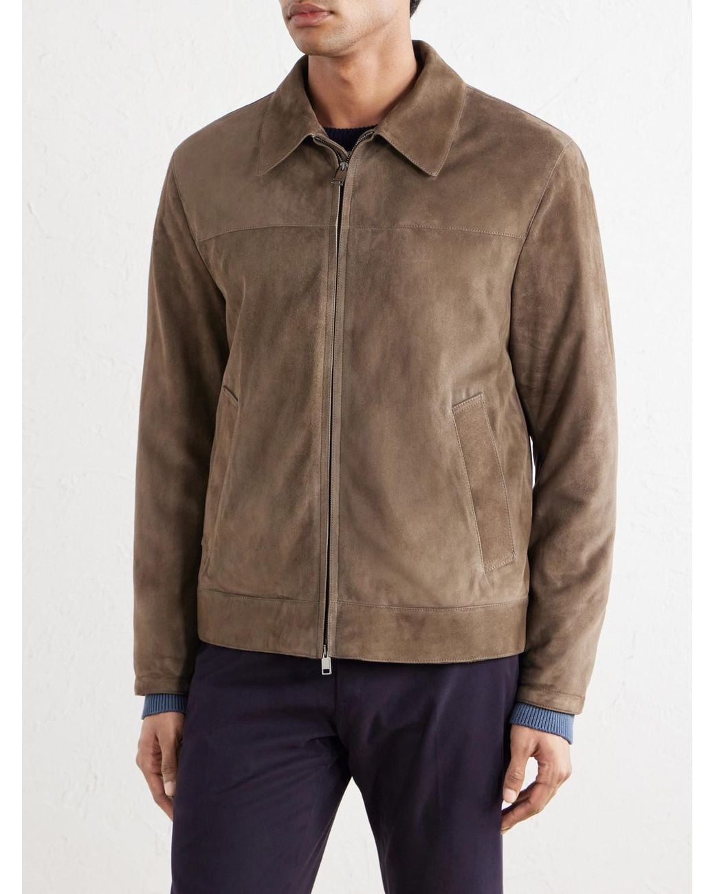 Brioni Brown Suede Blouson Jacket for men