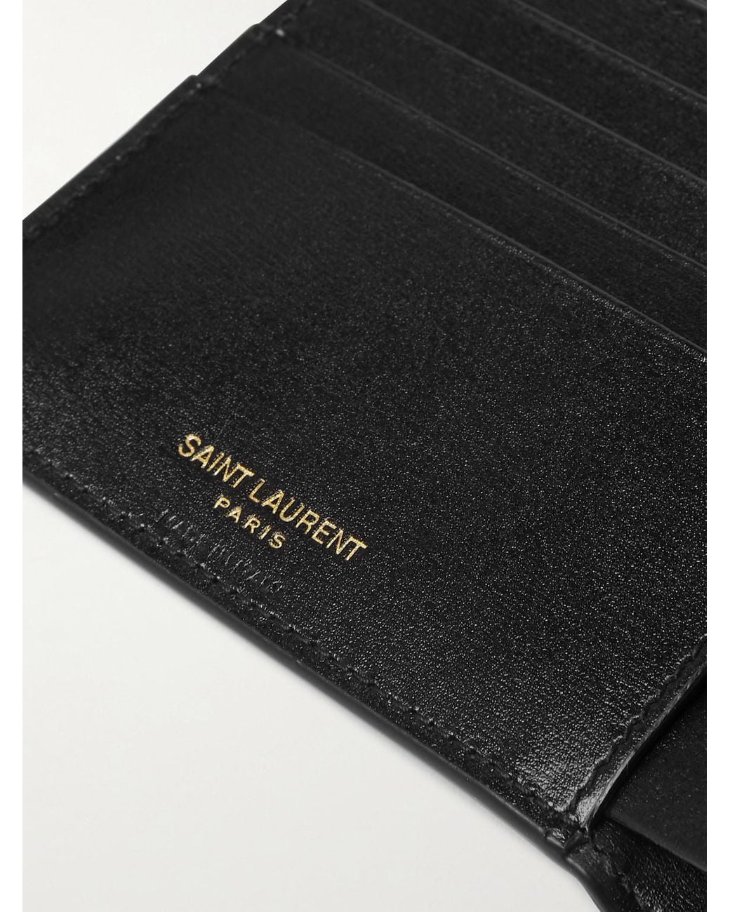 Saint Laurent Black Logo-Appliquéd Leather Billfold Wallet for men