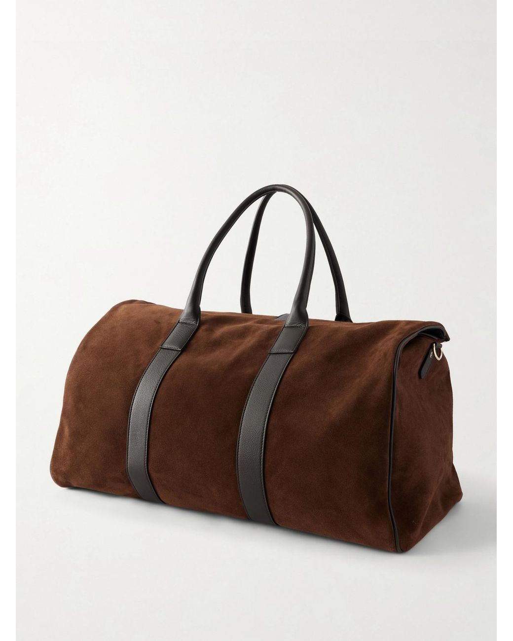Canali Brown Leather-Trimmed Suede Tote for men