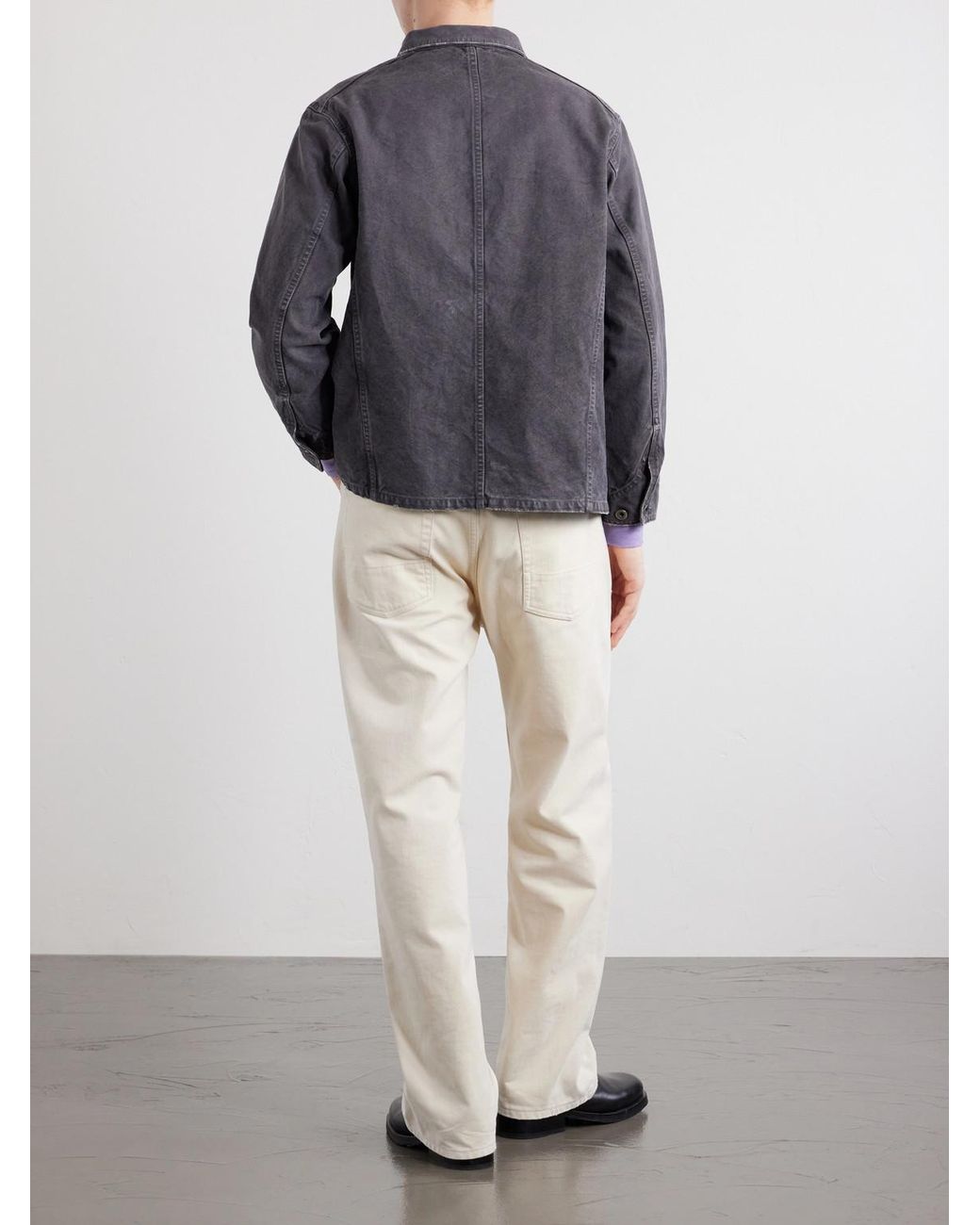 Fullcount Gray Tent Cloth Distressed Denim Chore Jacket for men