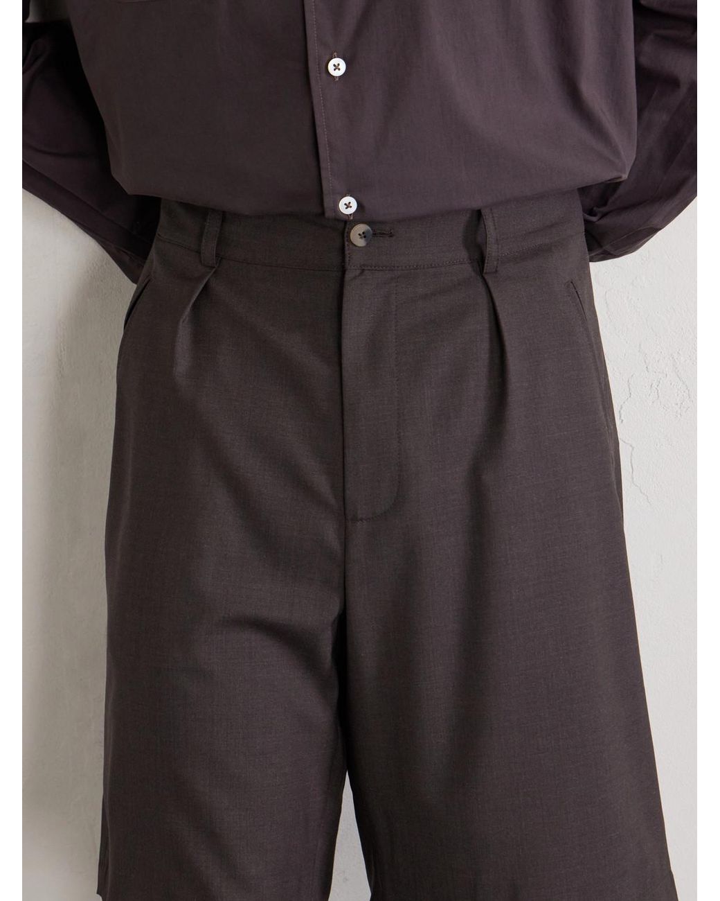De Bonne Facture Gray Naturalist Straight-Leg Wool Shorts for men