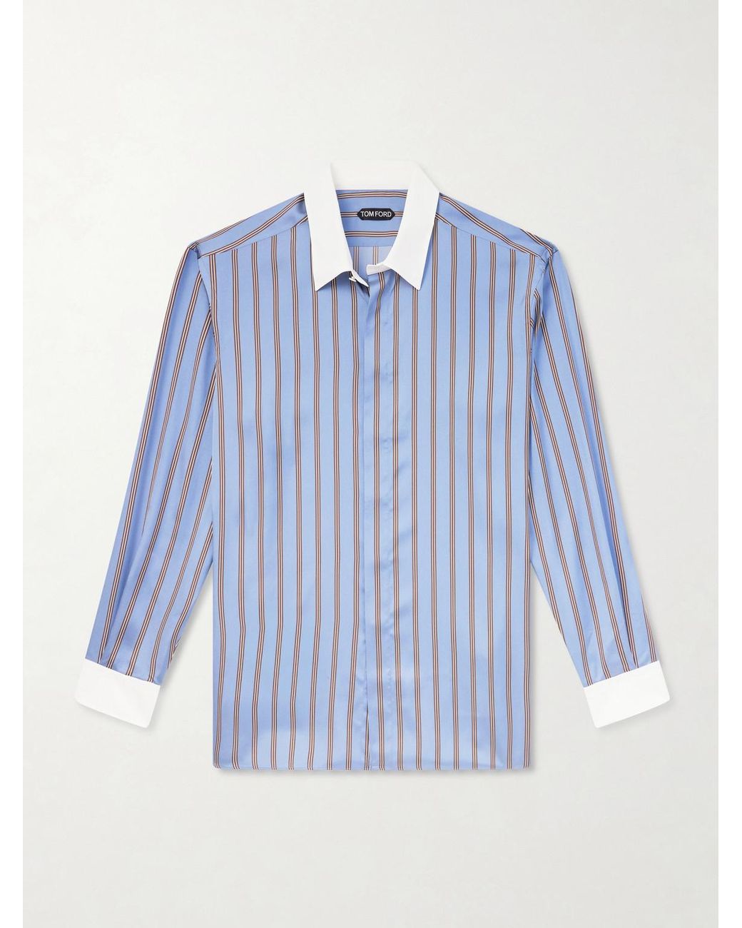 Tom Ford Blue Striped Silk Shirt for men