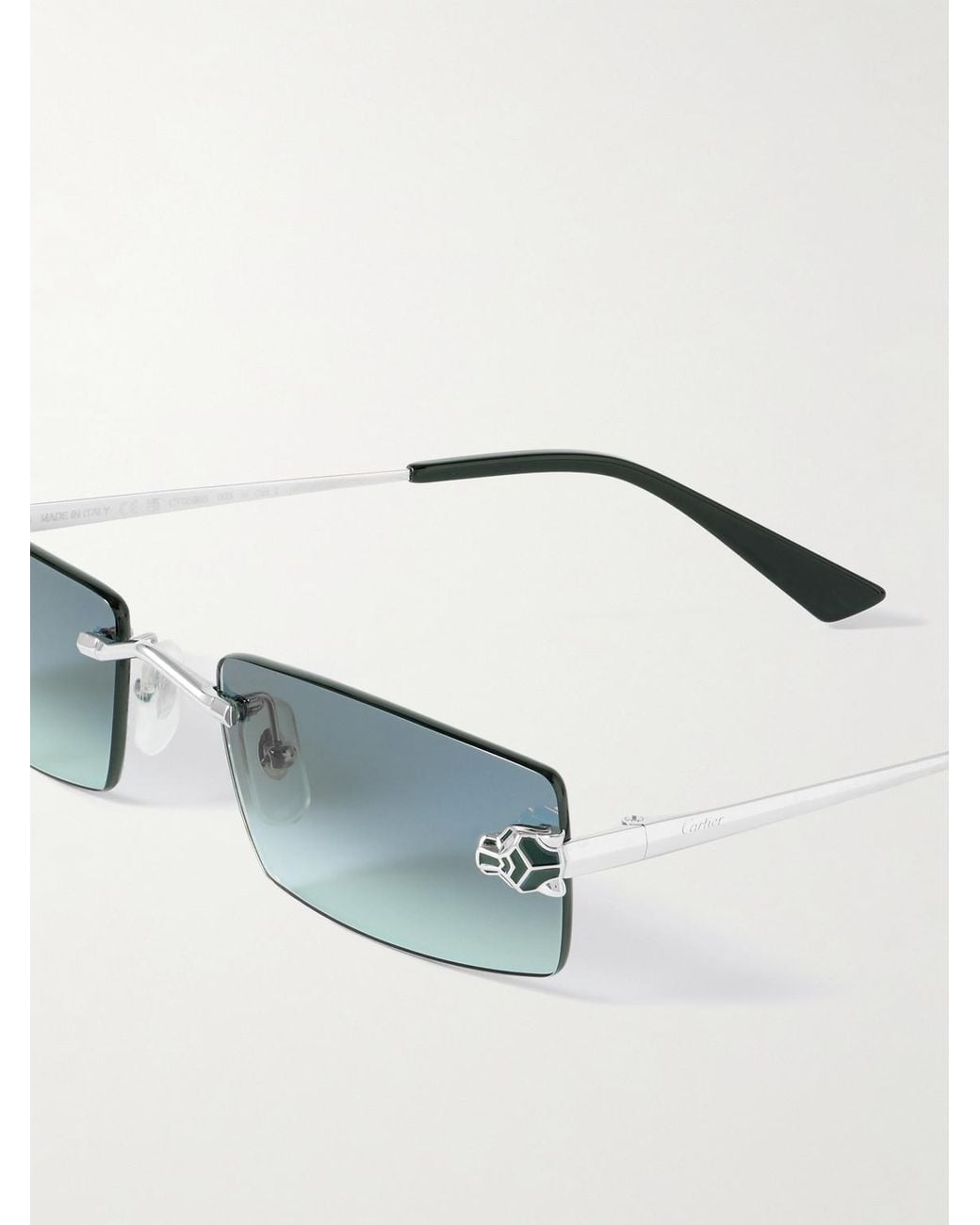 Cartier Blue Panthère De Cartier Square-frame Rimless Acetate And Silver-tone Sunglasses for men