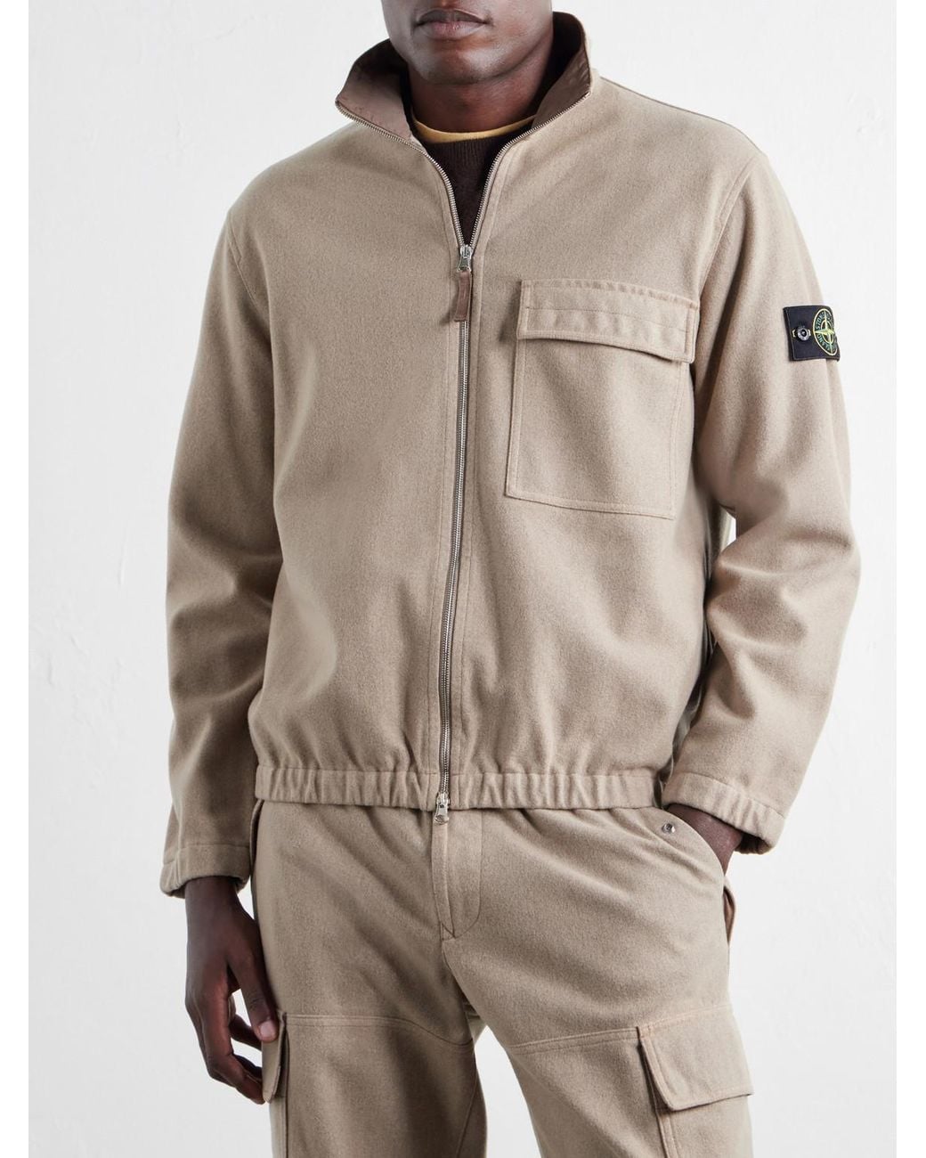 Stone Island Natural Garment-Dyed Wool Nylon Flannel-Tc Overshirt for men