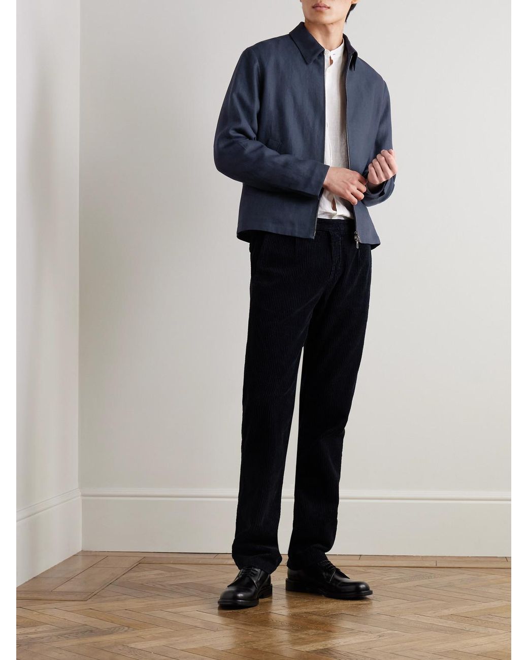 Loro Piana Blue Maurin Linen-Twill Blouson Jacket for men