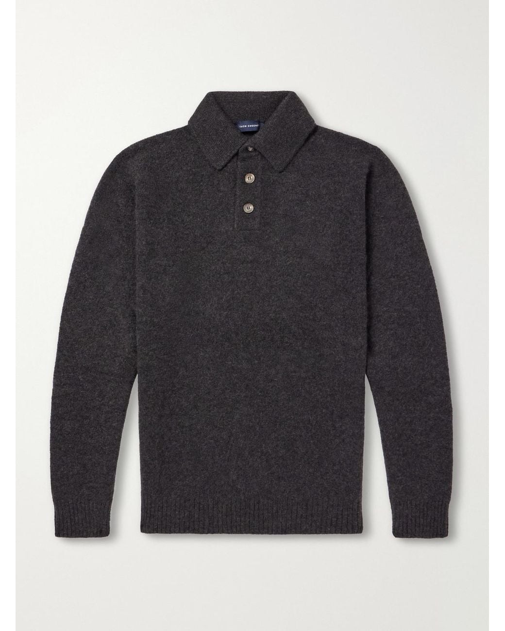 Thom Sweeney Blue Cashmere And Silk-Blend Polo Shirt for men