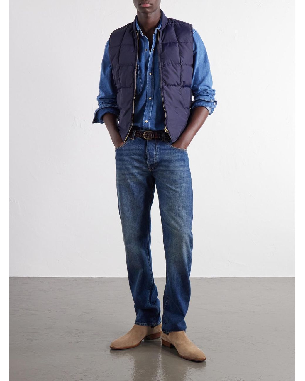 Fortela Blue Quilted Shell Down Gilet for men
