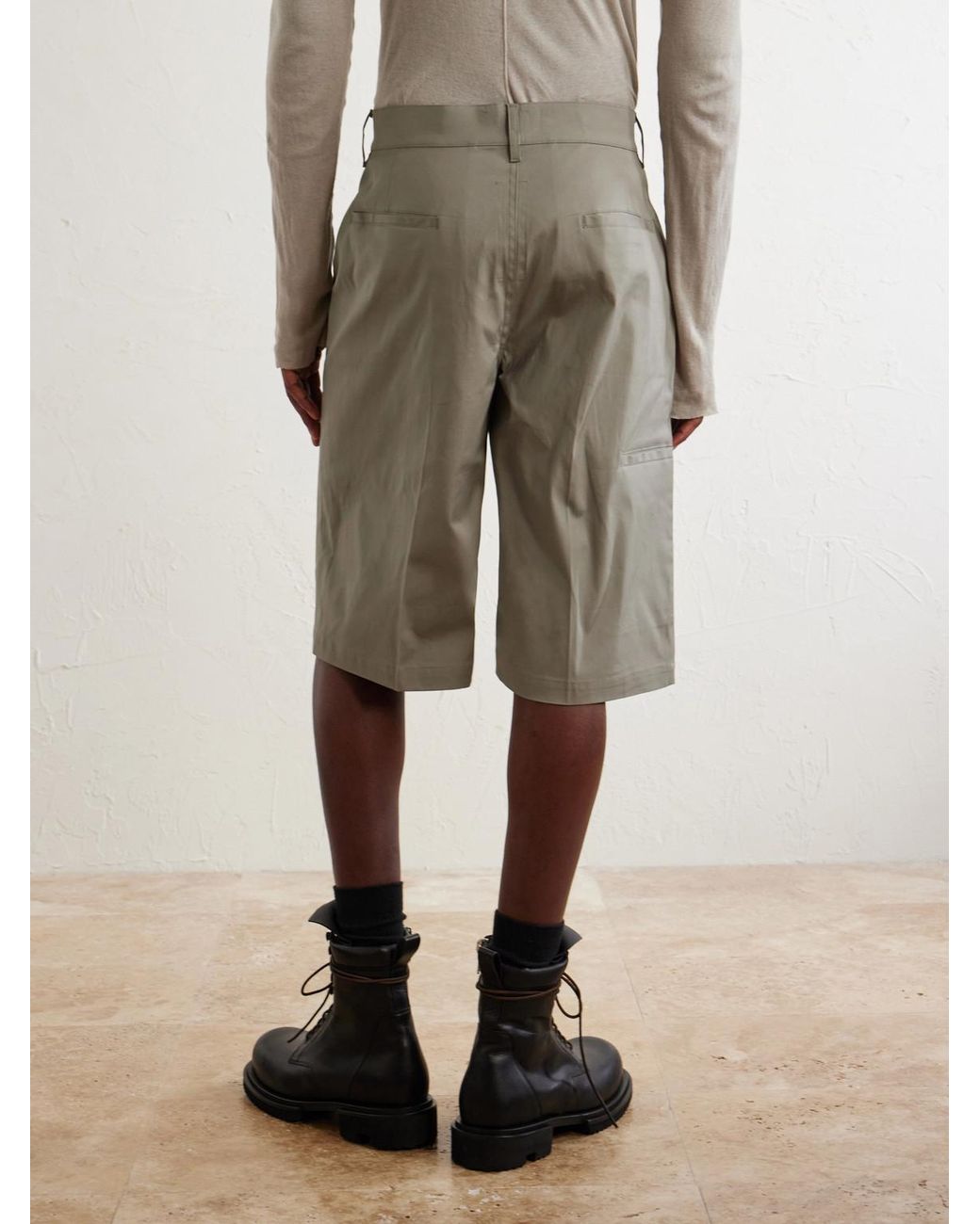 Rick Owens Gray Straight-Leg Cotton-Blend Canvas Shorts for men