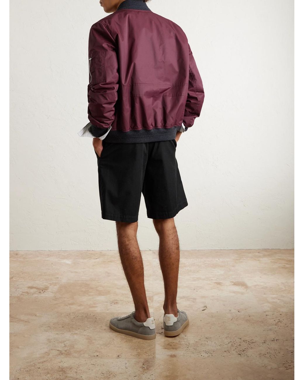 Brunello Cucinelli Black Cotton-Blend Bermuda Shorts for men