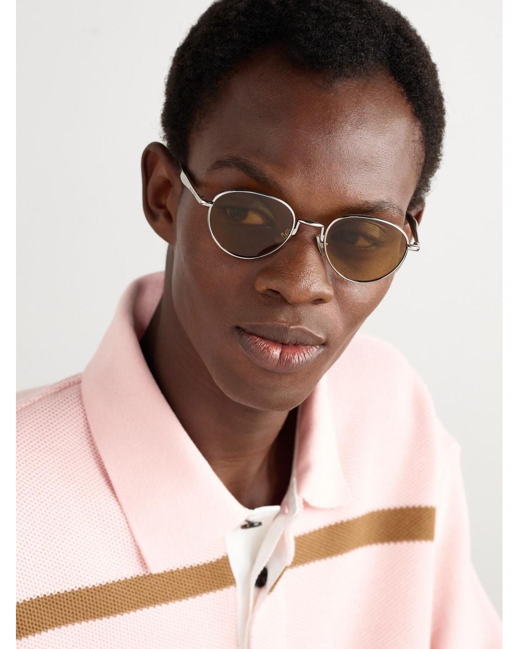 Bottega Veneta Metallic Round-Frame-Tone Metal Sunglasses for men