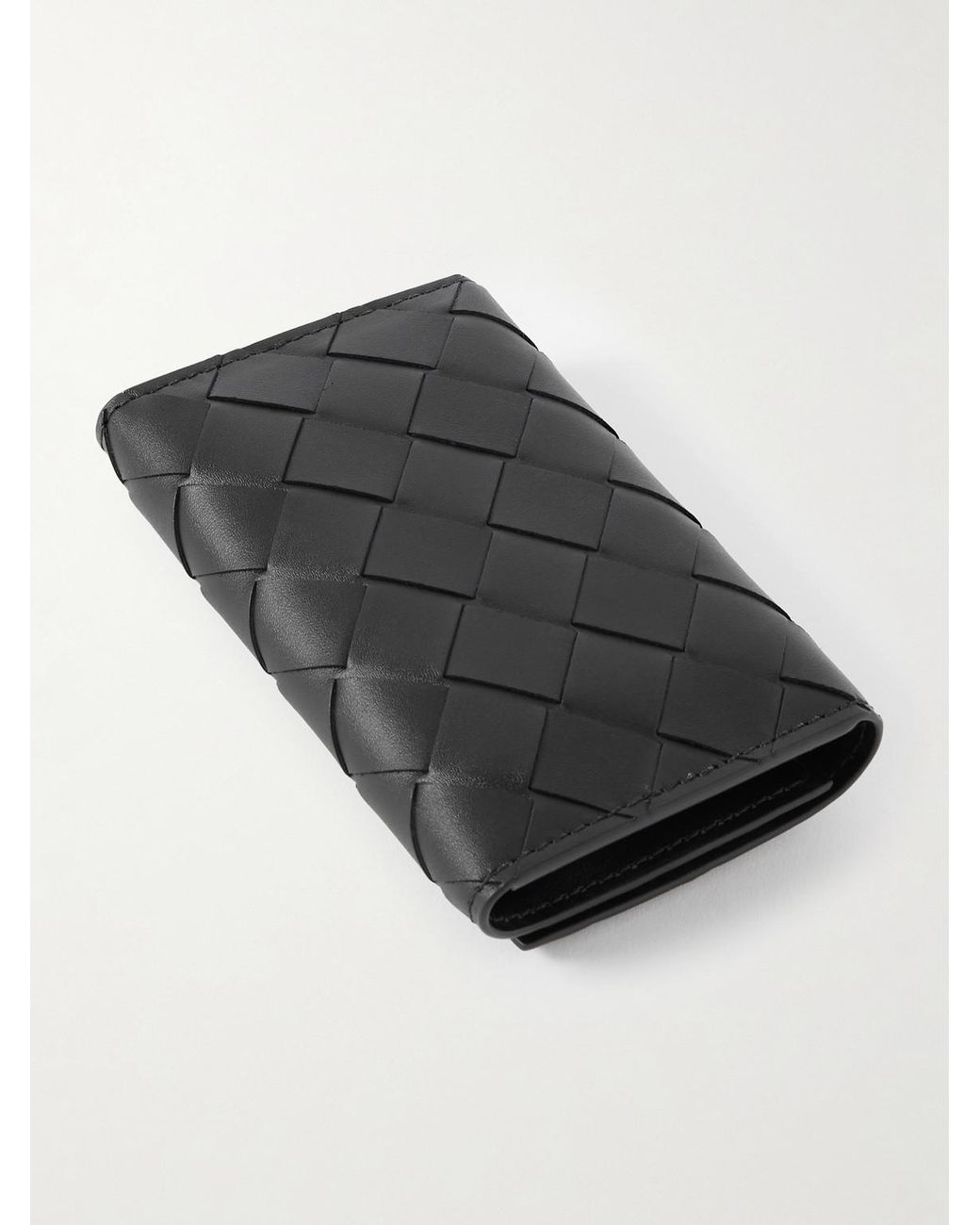 Bottega Veneta Black Intrecciato Leather And-Tone Key Holder Case for men