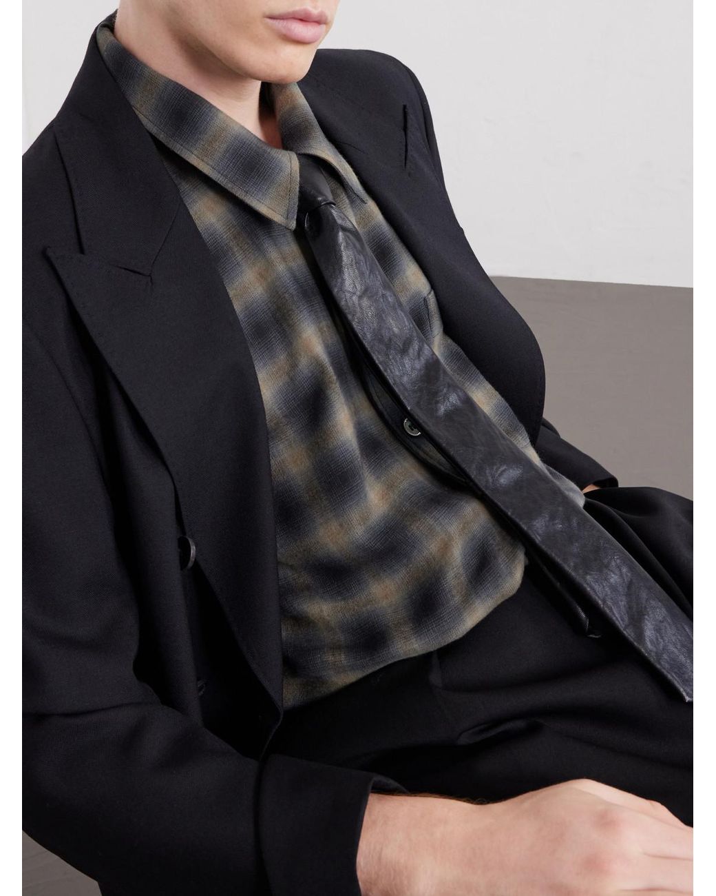 Our Legacy Gray Checked Cotton And Wool-blend Shirt for men
