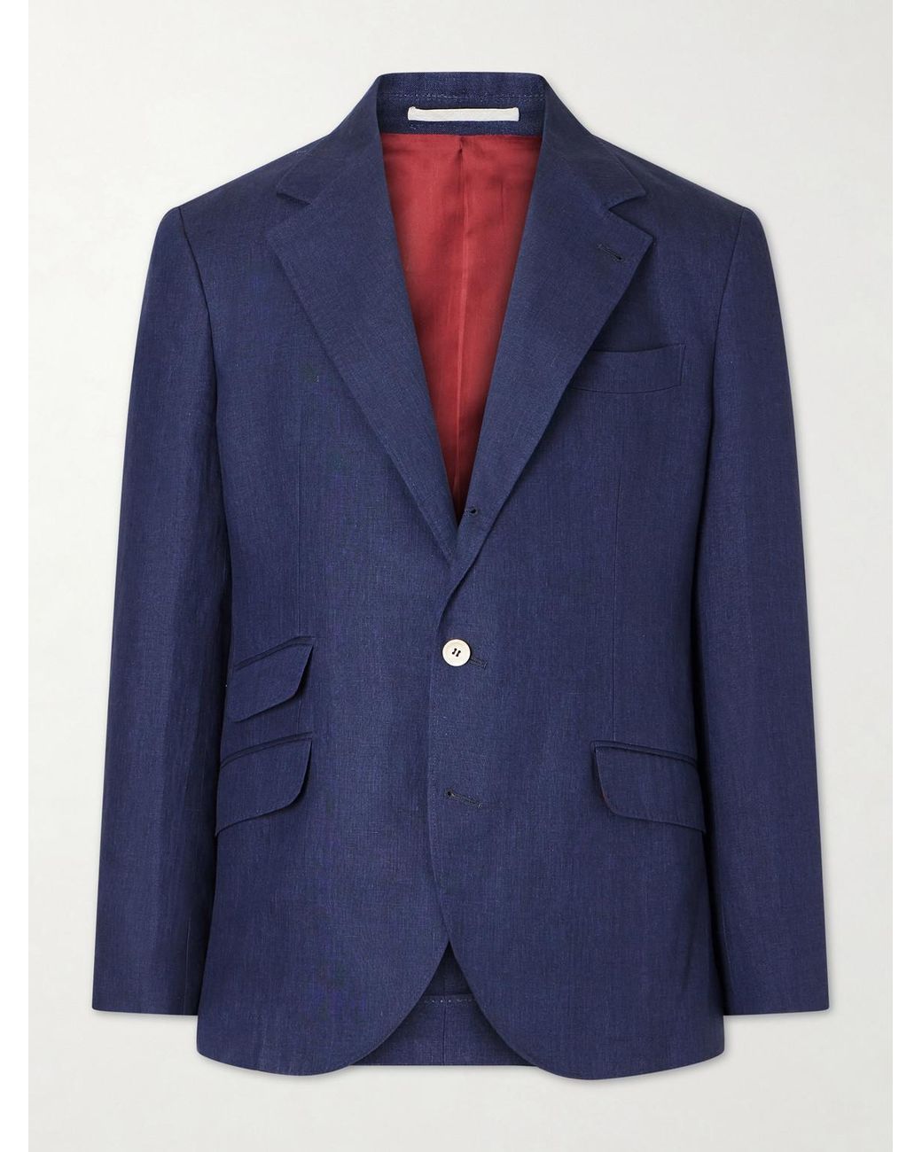Brunello Cucinelli Blue Linen Suit Jacket for men