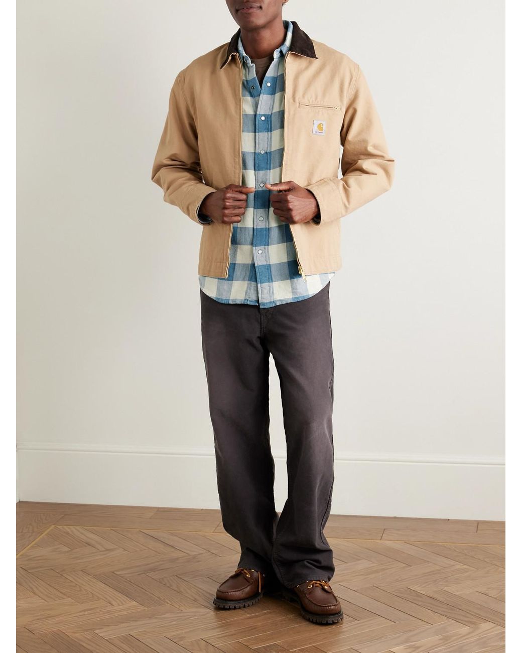 RRL Blue Buffalo-checked Cotton And Linen-blend Flannel Shirt for men