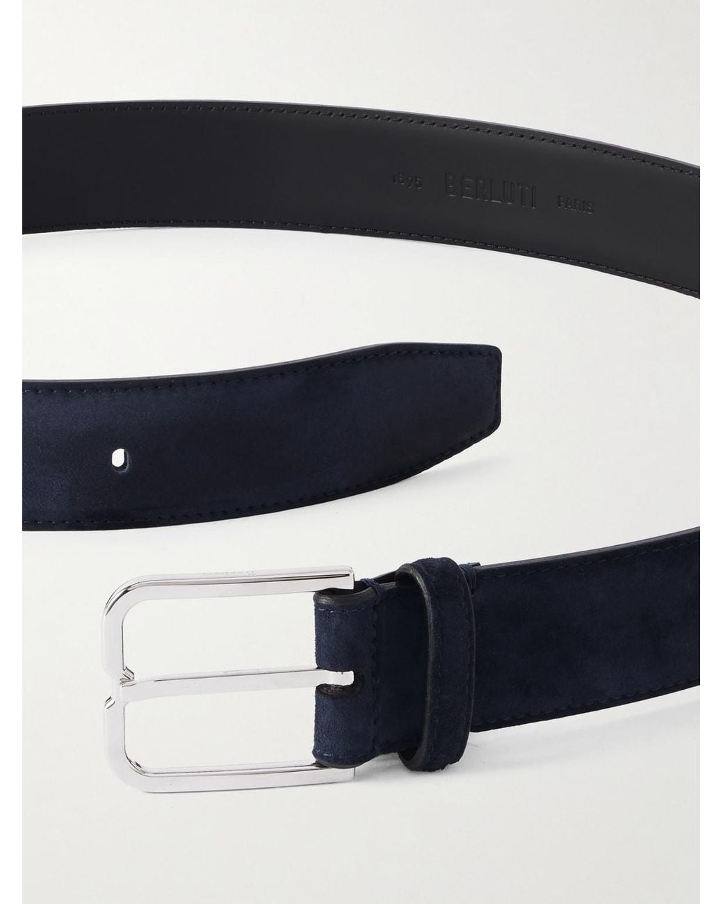 Berluti Blue Essence 3.5Cm Suede Belt for men