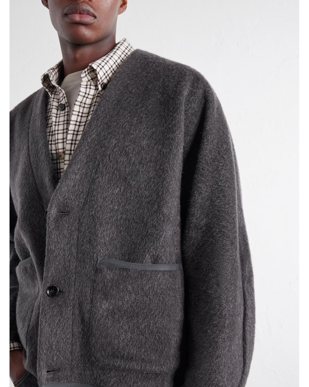 A Kind Of Guise Gray Kaan Brushed Wool-Blend Cardigan for men