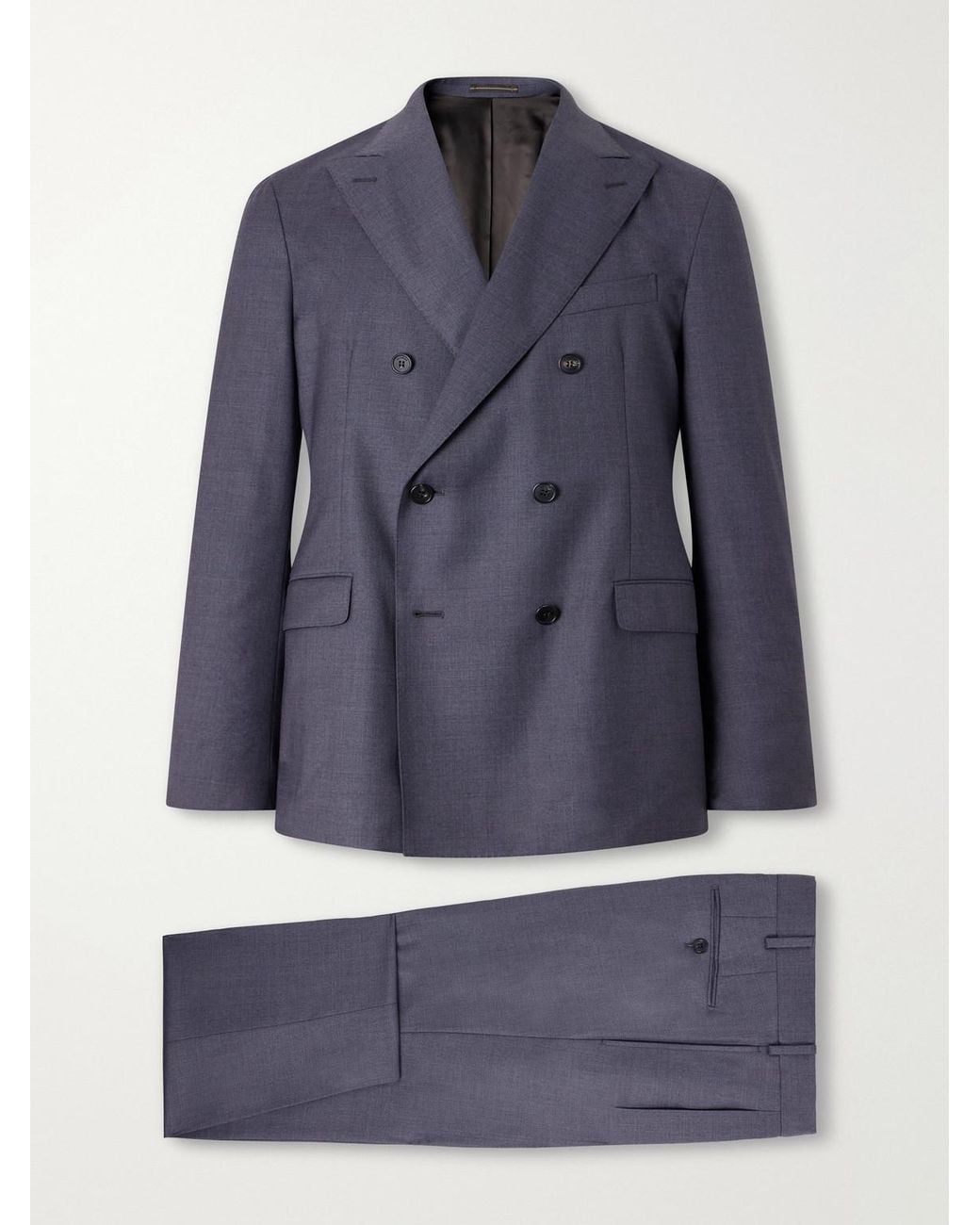 Slowear Blue Incotex Double-Breasted Virgin Wool Batavia Suit for men