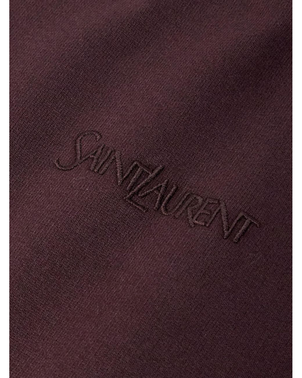 Saint Laurent Purple Logo-embroidered Cotton-jersey Hoodie for men