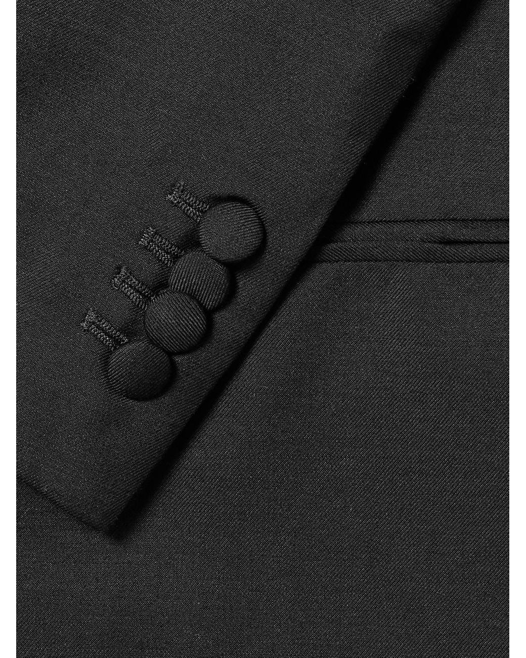 Mr P. Black Slim-fit Double-breasted Shawl-collar Wool for men