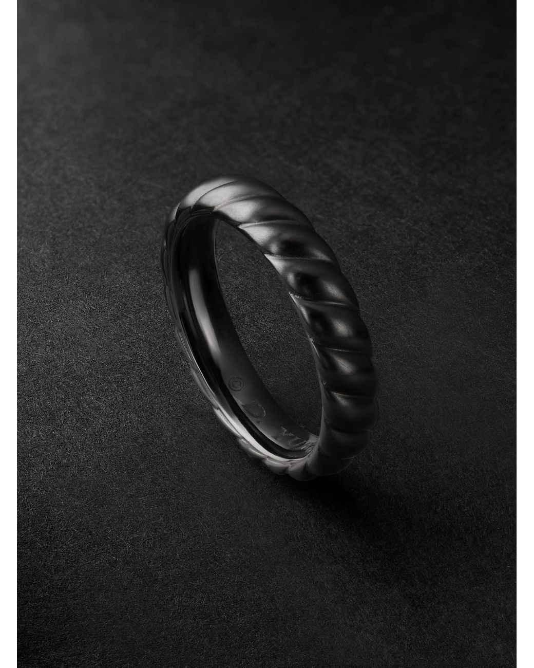 David Yurman Black Sculpted Cable Titanium Ring for men