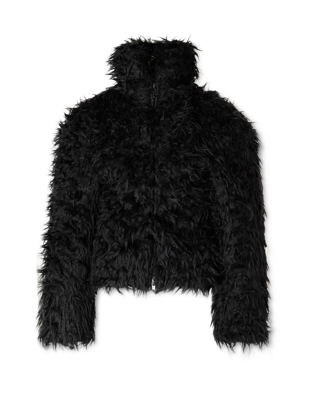 Men's Black and White Long Fur Coat