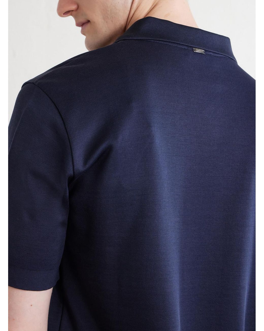 Herno Blue Open-collar Cotton Polo Shirt for men