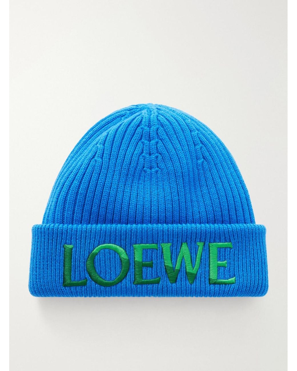 Loewe Blue Logo-Embroidered Wool Beanie for men