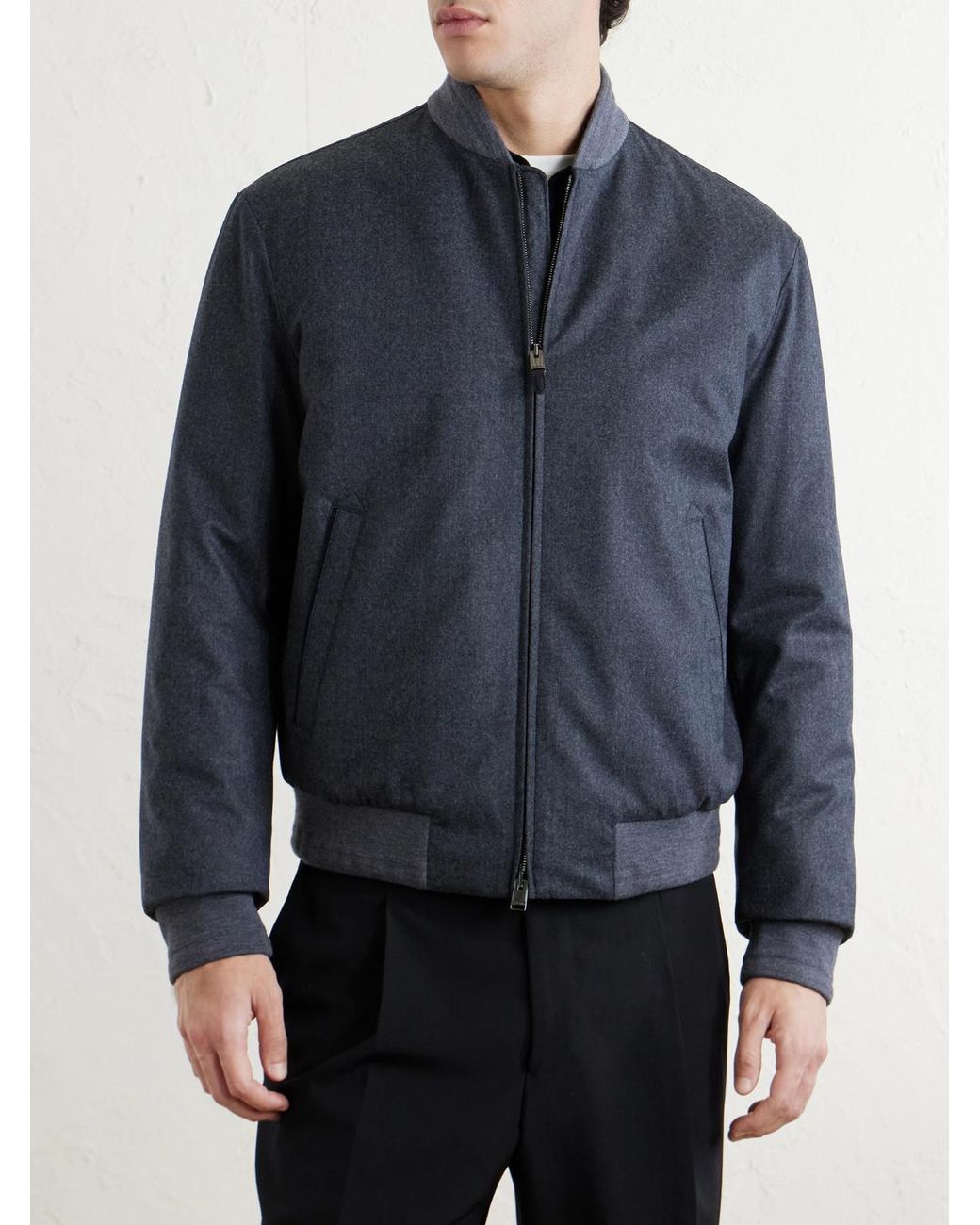 Canali Blue Wool Bomber Jacket for men