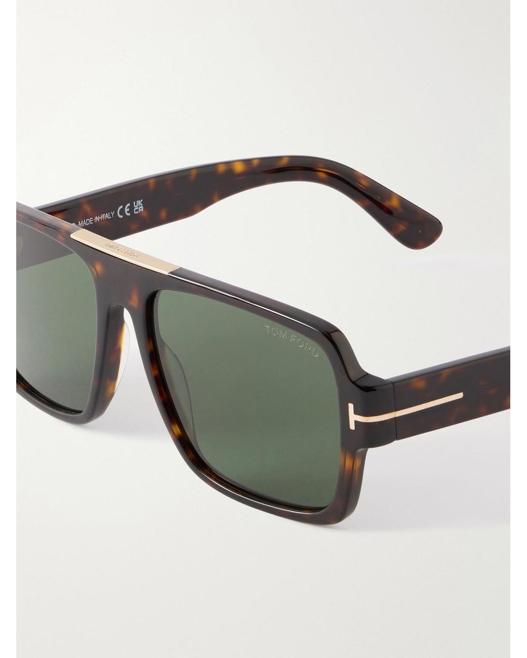 Tom Ford Sean-02 Rectangular-Frame Tortoiseshell Acetate Sunglasses in Green für Herren