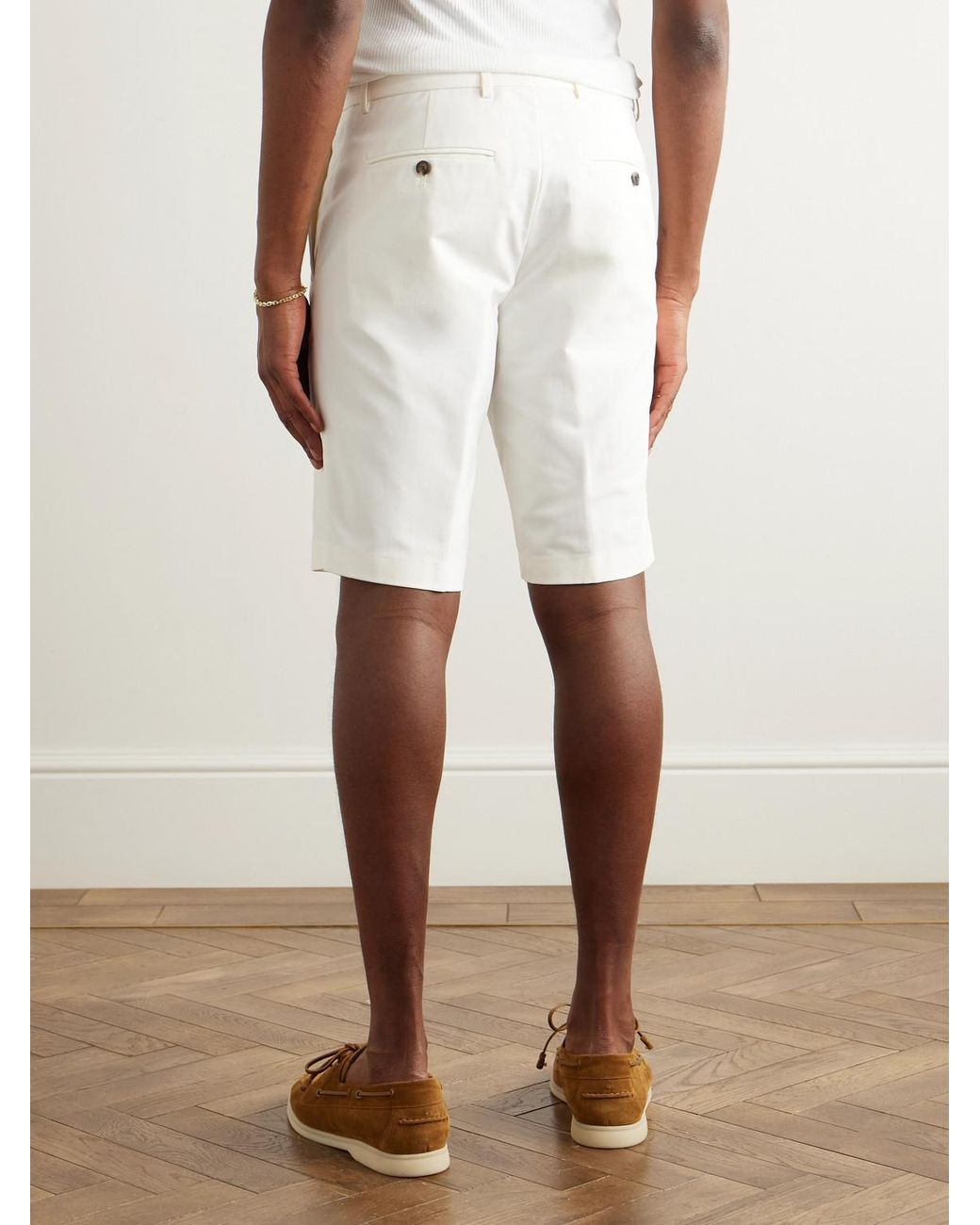 Loro Piana White Jarno Straight-leg Stretch-cotton Bermuda Shorts for men