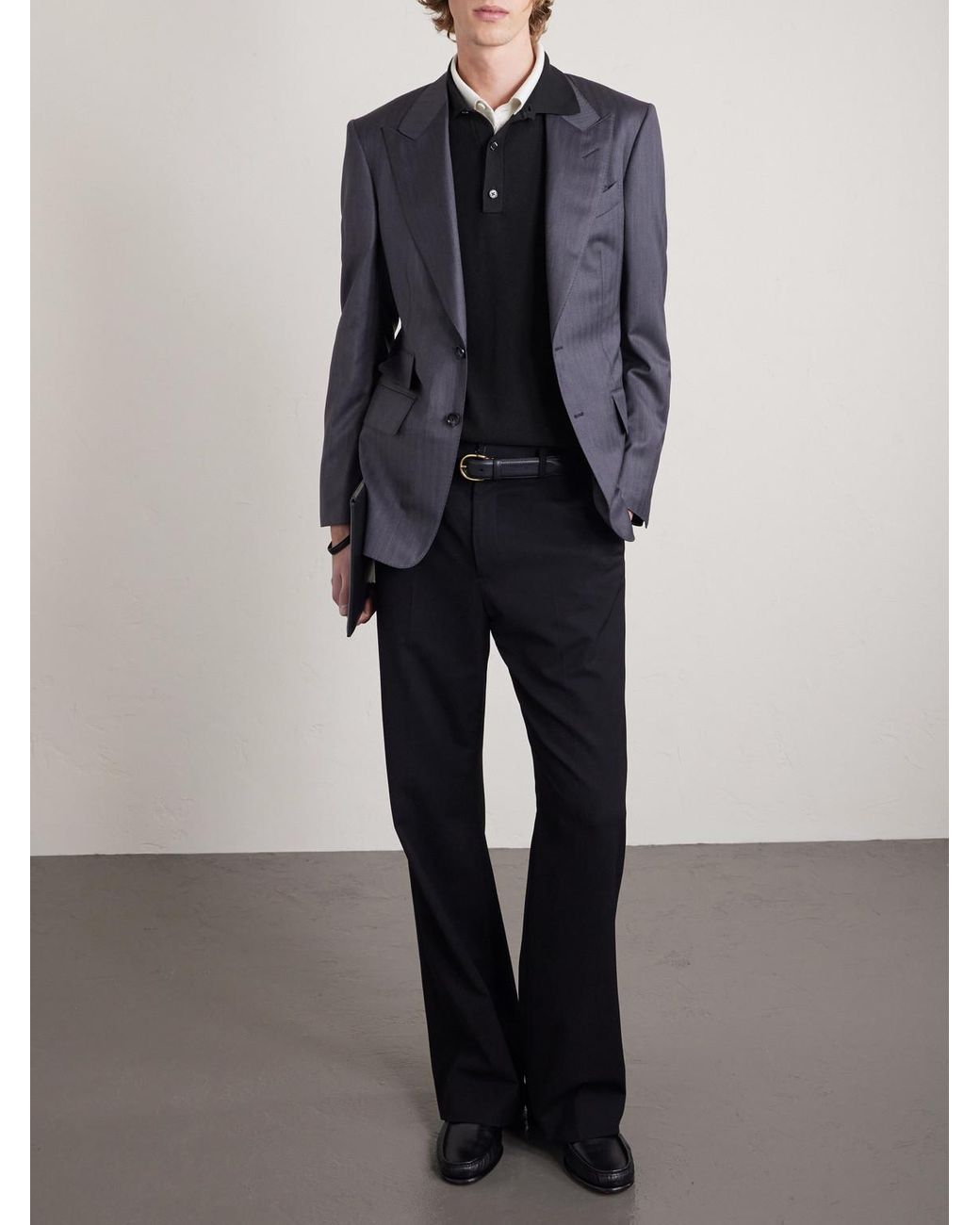 Tom Ford Black Slim-fit Lyocell And Cotton-blend Piqué Polo Shirt for men