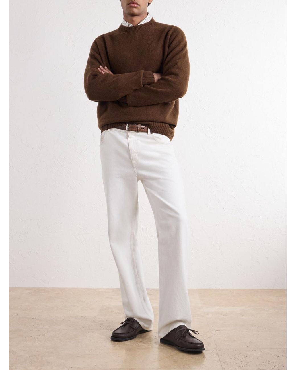 Margaret Howell Brown Seamless Merino Wool And Cashmere-Blend Sweater for men