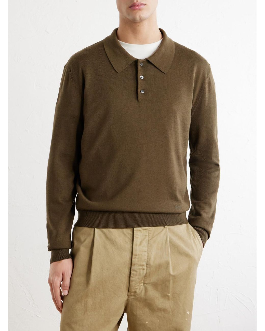 A.P.C. Green Riou Virgin Wool Polo Shirt for men