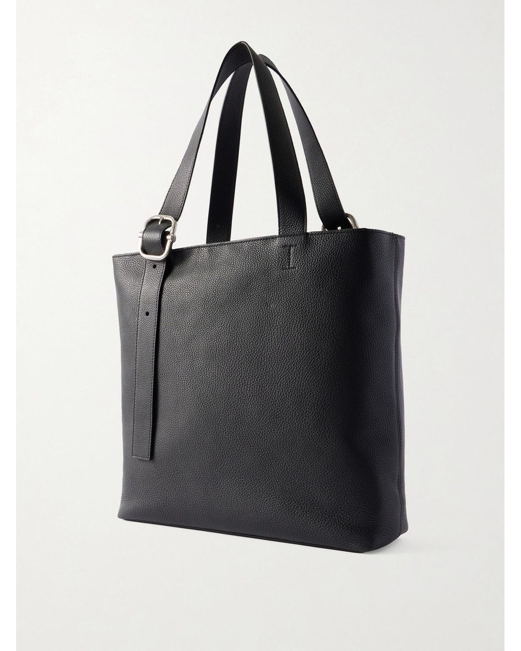 Loop Logo-Debossed Full-Grain Leather Tote Bag di Loewe in Black da Uomo
