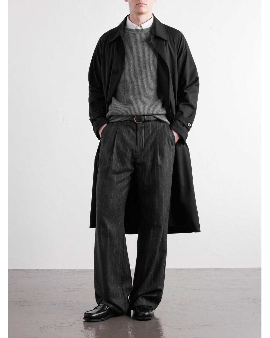 Piacenza 1733 Gray Ribbed Wool And Cashmere-Blend Sweater for men