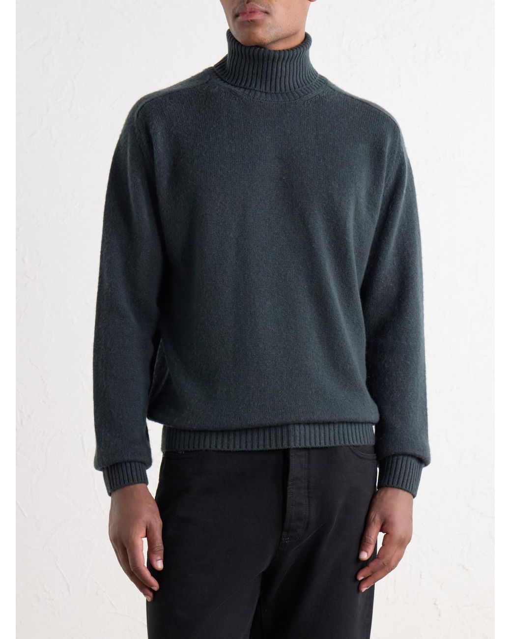 Boglioli Blue Virgin Wool And Cashmere-Blend Rollneck Sweater for men