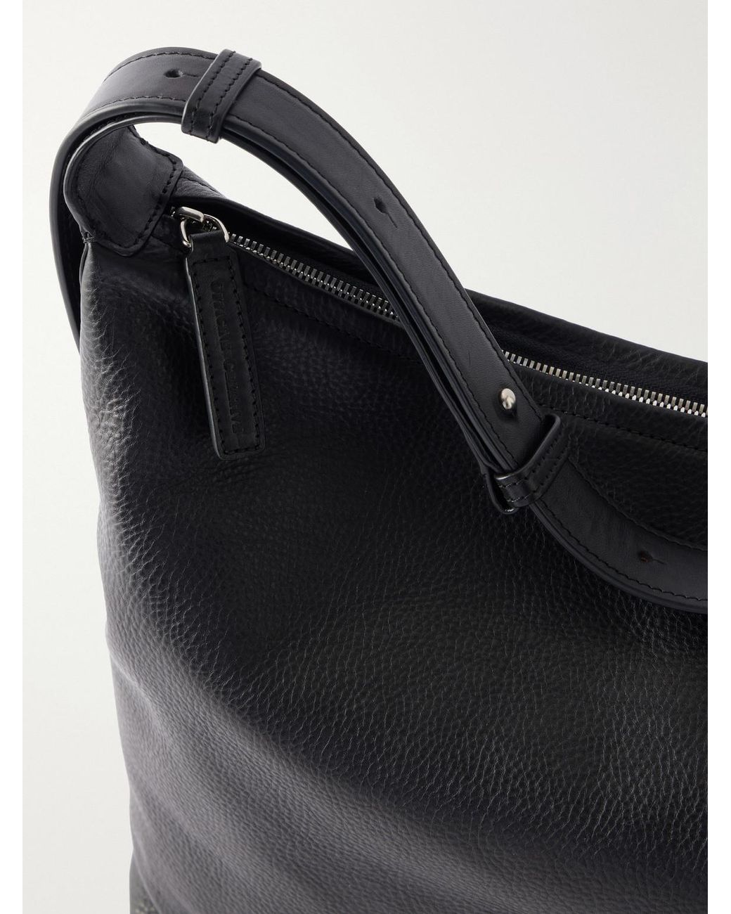 Officine Creative Black Maderna Full-Grain Leather Messenger Bag for men