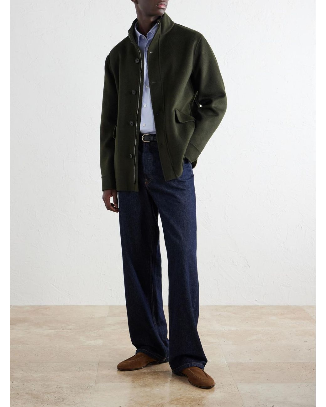 Slowear Green Paltò Wool-Blend Jacket for men