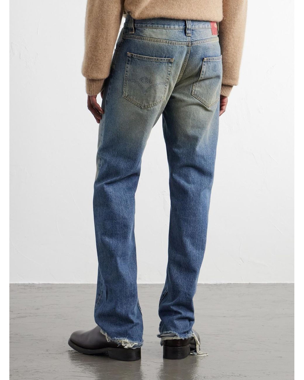 424 Blue Loose Straight-Leg Distressed Jeans for men